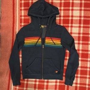 Aviator Nation 5 Stripe Hoodie Charcoal